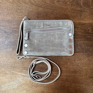 Hammitt Taupe Suede Wristlet/Crossbody with Silver Accents